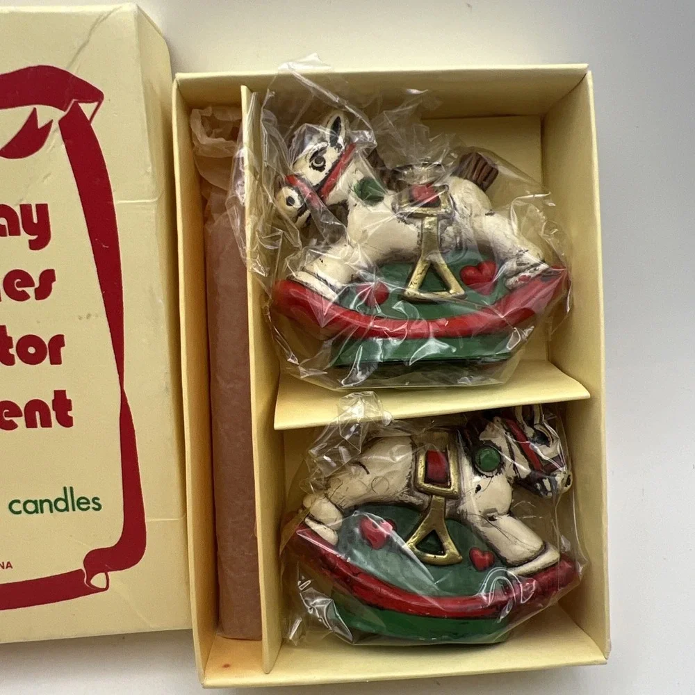 Vintage Holiday Memories Collector Ornament  Rocking Horse Candle Holders NIB